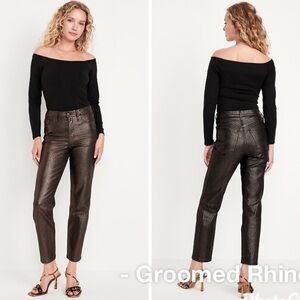 Old Navy Metallic Shine High Waist OG Straight Leg Ankle Jeans Size 12